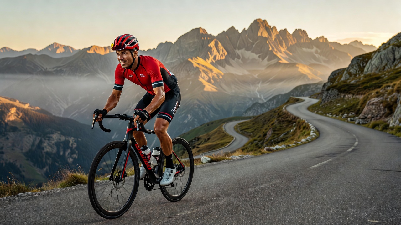 Ciclista en los Pirineos