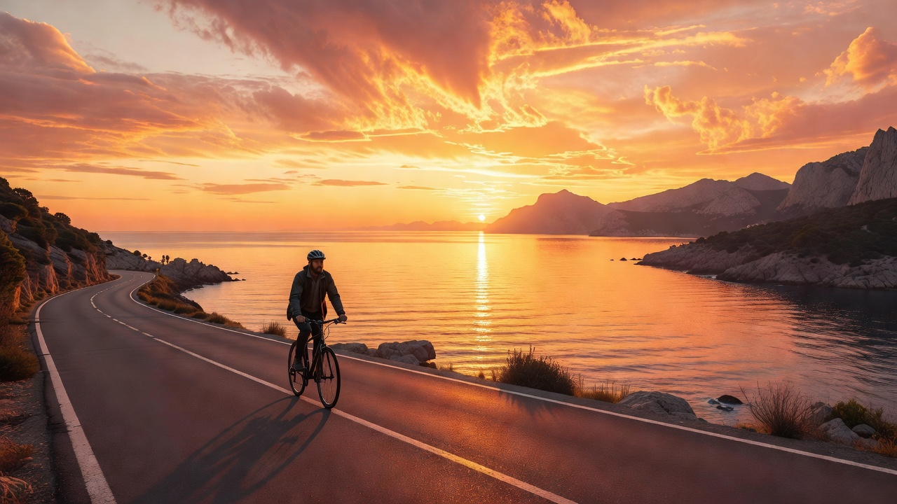 Ciclistas al atardecer